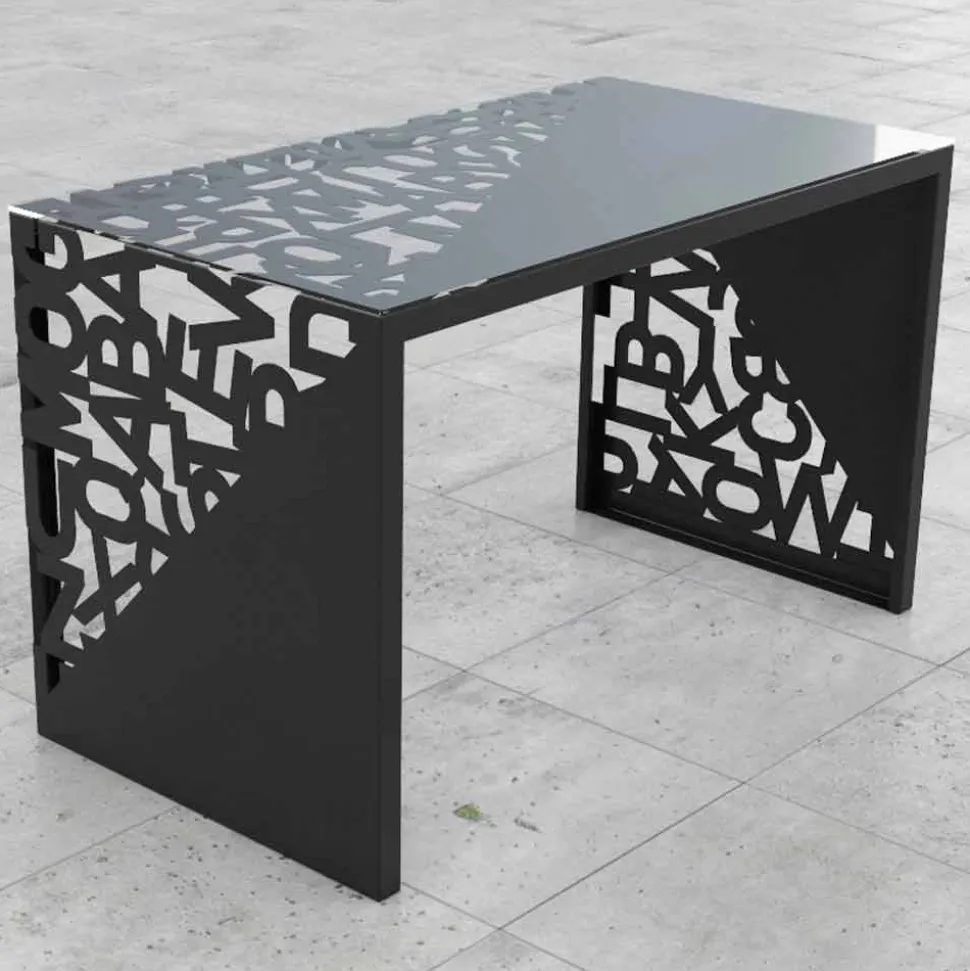 Scrivania moderna Kattedra “Tutte le Lettere” 120x65x75 Mabele, metallo e vetro