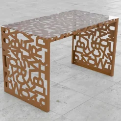 Scrivania moderna Kattedra “Tutte le Lettere” 120x65x75 Mabele, metallo e vetro