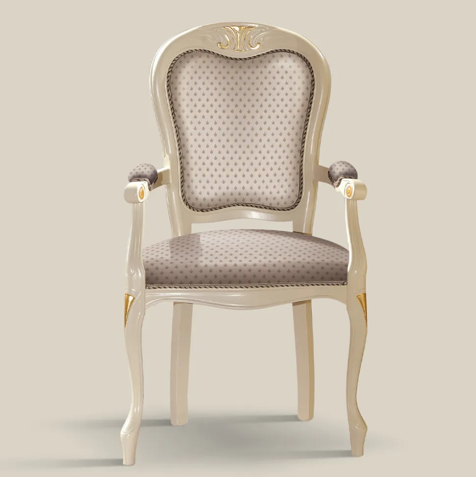 Sedia Capotavola in Legno Rivestita in Tessuto Made in Italy - Majesty