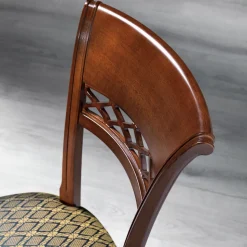 Sedia Classica in Legno di Faggio Schienale Decorato e Tessuto - Milissa