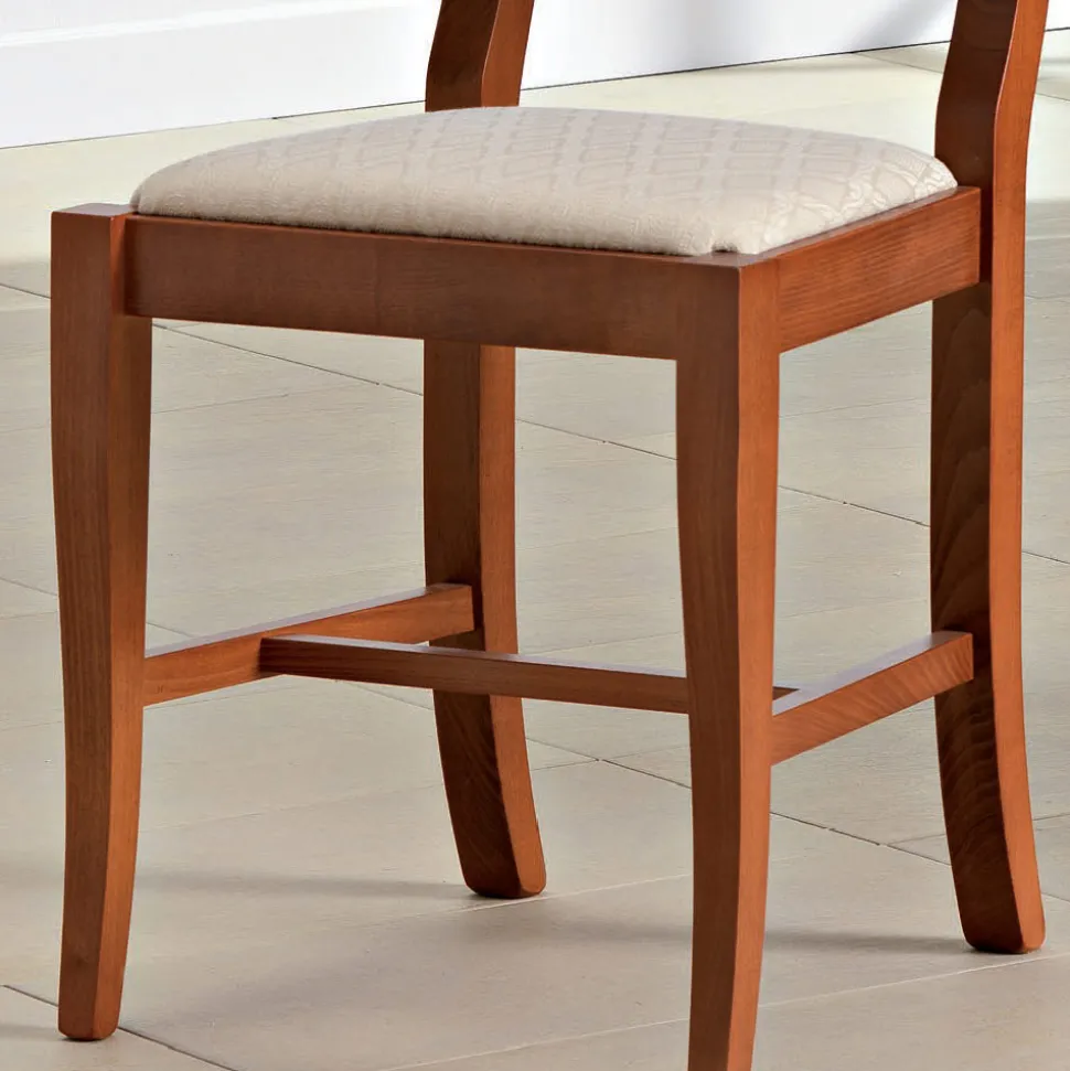Sedia Classica in Legno e Seduta in Tessuto Design Made in Italy - Baptiste