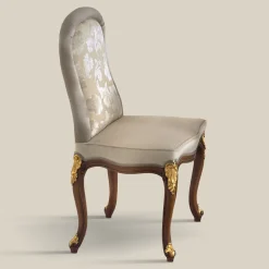 Sedia Classica in Legno Noce e Tessuto Imbottito Made in Italy - Baroque