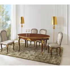 Sedia Classica in Legno Noce e Tessuto Imbottito Made in Italy - Baroque