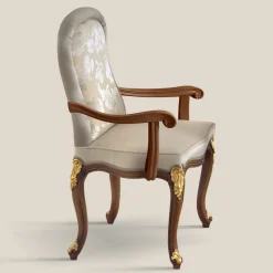 Sedia Classica in Legno Noce e Tessuto Imbottito Made in Italy - Baroque
