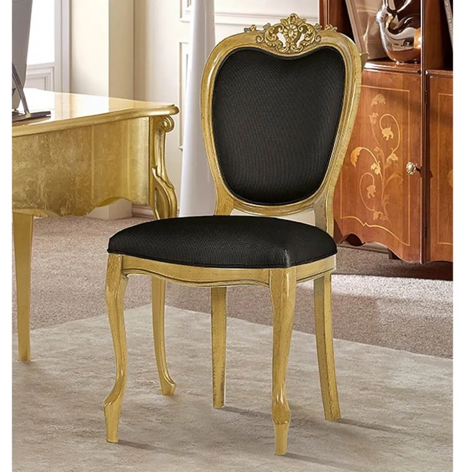 Sedia Classica in Legno Noce o Oro Imbottita Made in Italy - Imperator