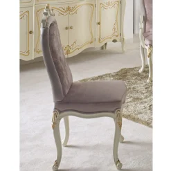 Sedia Classica Legno Bianco e Tessuto Imbottito Made in Italy - Baroque