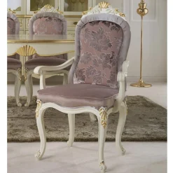 Sedia Classica Legno Bianco e Tessuto Imbottito Made in Italy - Baroque