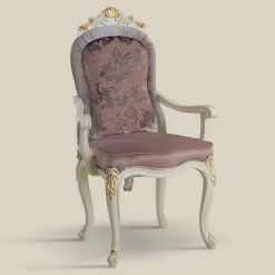 Sedia Classica Legno Bianco e Tessuto Imbottito Made in Italy - Baroque
