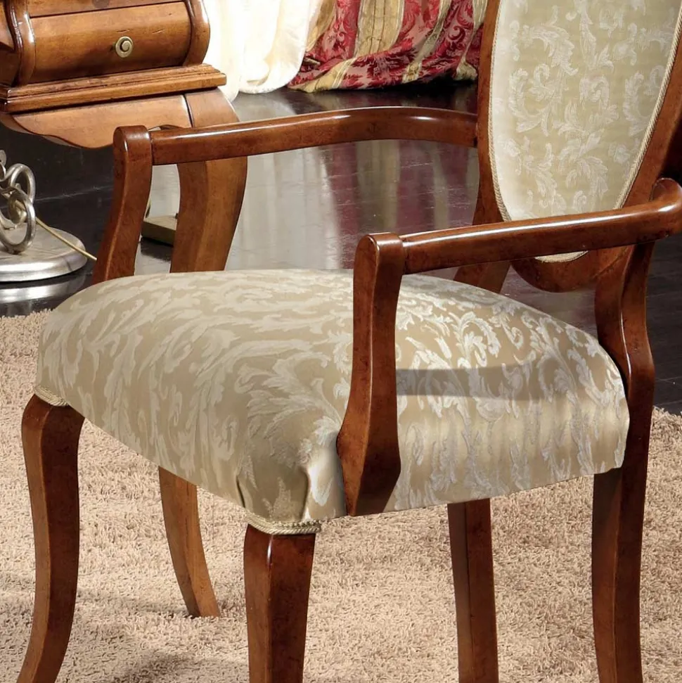 Sedia Classica Legno e Tessuto Con o Senza Braccioli Made in Italy - Ellie