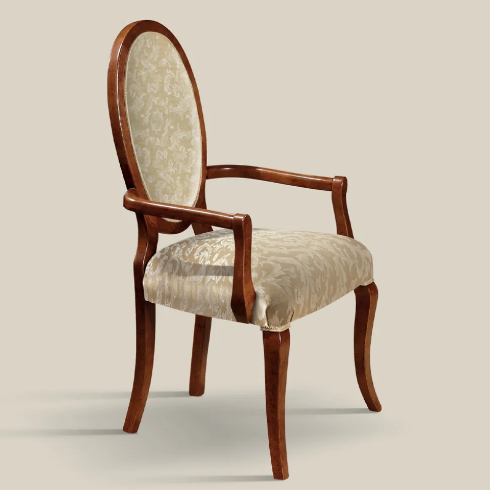 Sedia Classica Legno e Tessuto Con o Senza Braccioli Made in Italy - Ellie