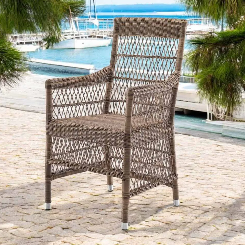 Sedia con Braccioli da Esterno in Polyrattan - Gigi