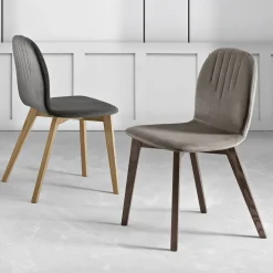 Sedia con Seduta in Monoscocca in Tessuto e Gambe in Legno Made in Italy - Nezoku