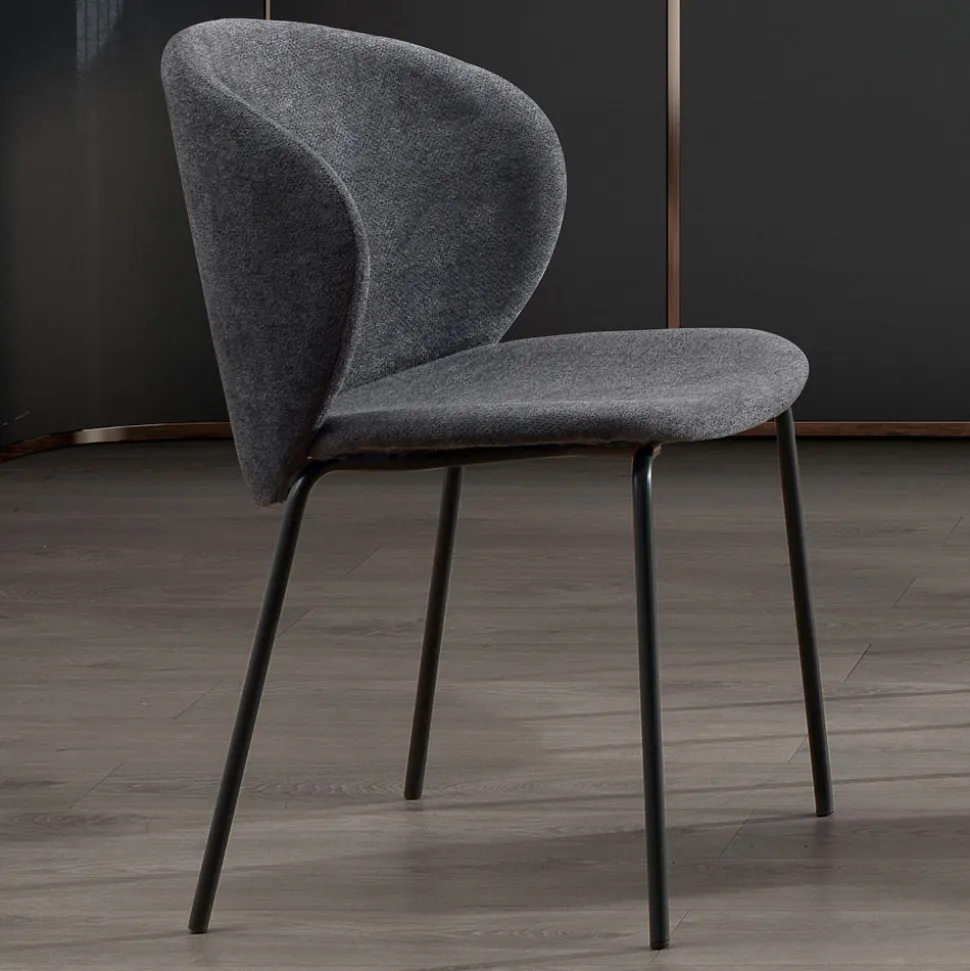 Sedia con Seduta Monoscocca in Tessuto e Gambe in Metallo Made in Italy - Ichigo