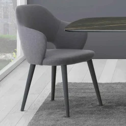 Sedia Cucina con Braccioli in Tessuto e Legno Realizzata in Italia - Marchesi