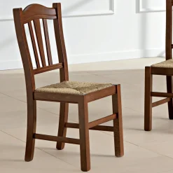 Sedia Cucina in Legno di Faggio e Paglia Design Classico Italiano - Hegel