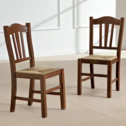 Sedia Cucina in Legno di Faggio e Paglia Design Classico Italiano - Hegel