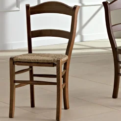 Sedia da Cucina Classica in Legno e Paglia di Design Italiano - Monika