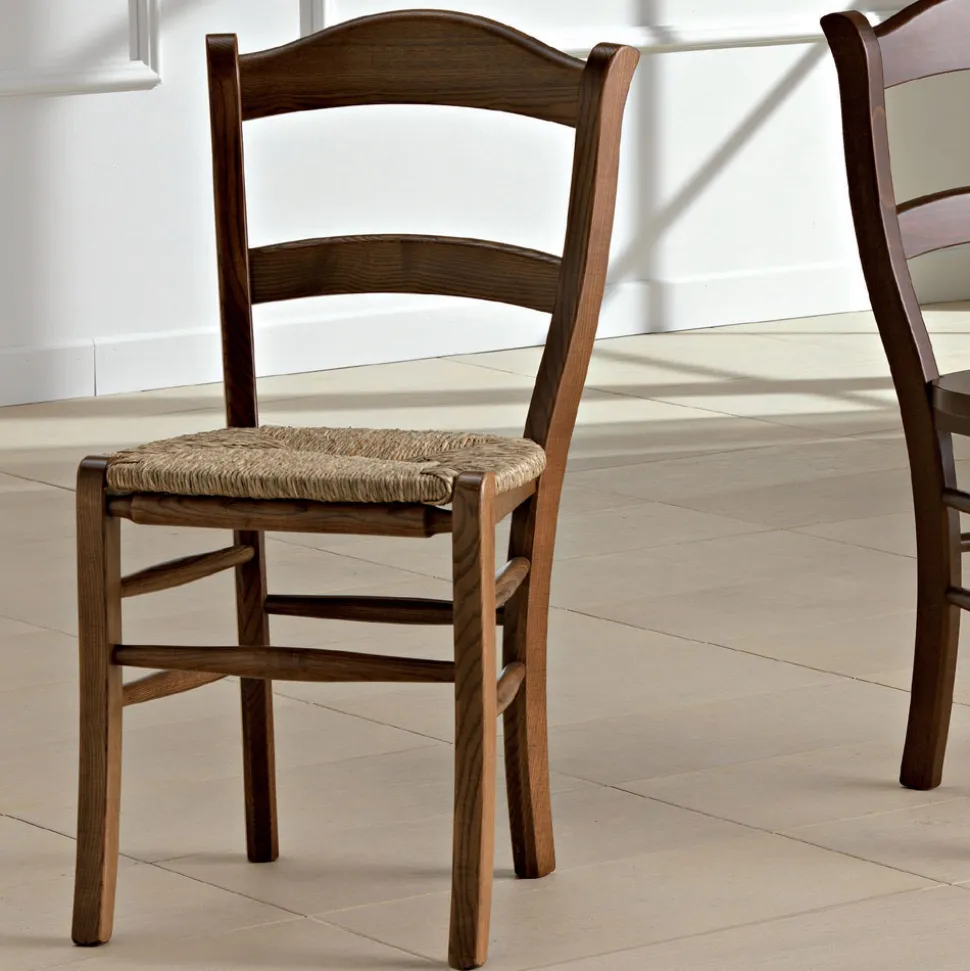 Sedia da Cucina Classica in Legno e Paglia di Design Italiano - Monika
