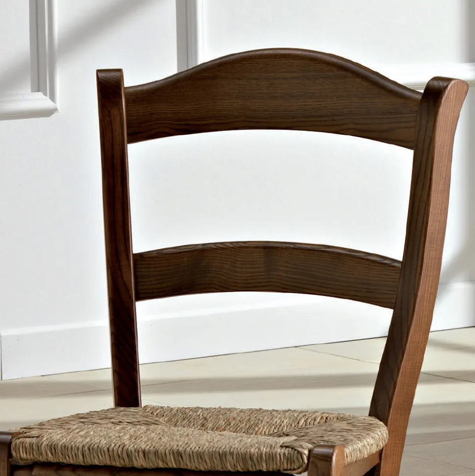 Sedia da Cucina Classica in Legno e Paglia di Design Italiano - Monika