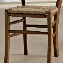 Sedia da Cucina Classica in Legno e Paglia di Design Italiano - Monika