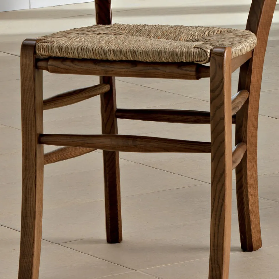 Sedia da Cucina Classica in Legno e Paglia di Design Italiano - Monika