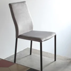 Sedia da Cucina con Gambe in Metallo e Seduta in Velluto, 4 Pezzi - Darvina