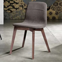 Sedia da cucina di design in legno e tessuto made in Italy, Egizia