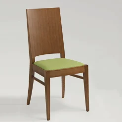 Sedia da Cucina in Legno di Faggio e Seduta in Ecopelle Design - Florent