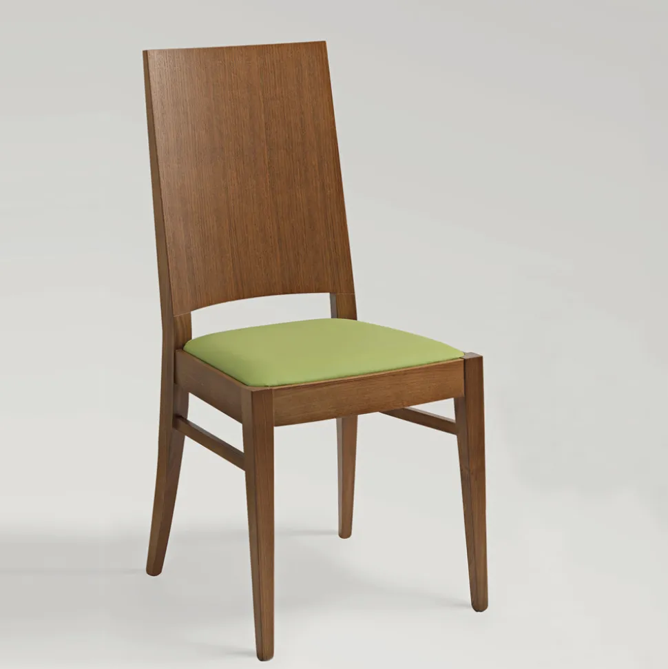 Sedia da Cucina in Legno di Faggio e Seduta in Ecopelle Design - Florent