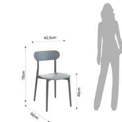 Sedia da Cucina in Polipropilene Bianco o Grigio Opaco 4 Pezzi - Milano