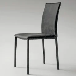 Sedia da Cucina Interamente Rivestita in Ecopelle Made in Italy, 2 Pezzi - Maria