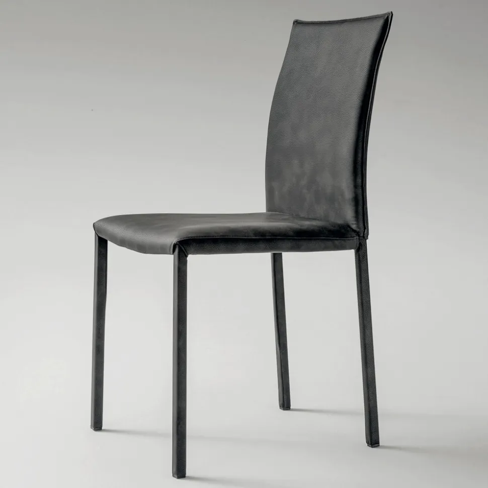 Sedia da Cucina Interamente Rivestita in Ecopelle Made in Italy, 2 Pezzi - Maria