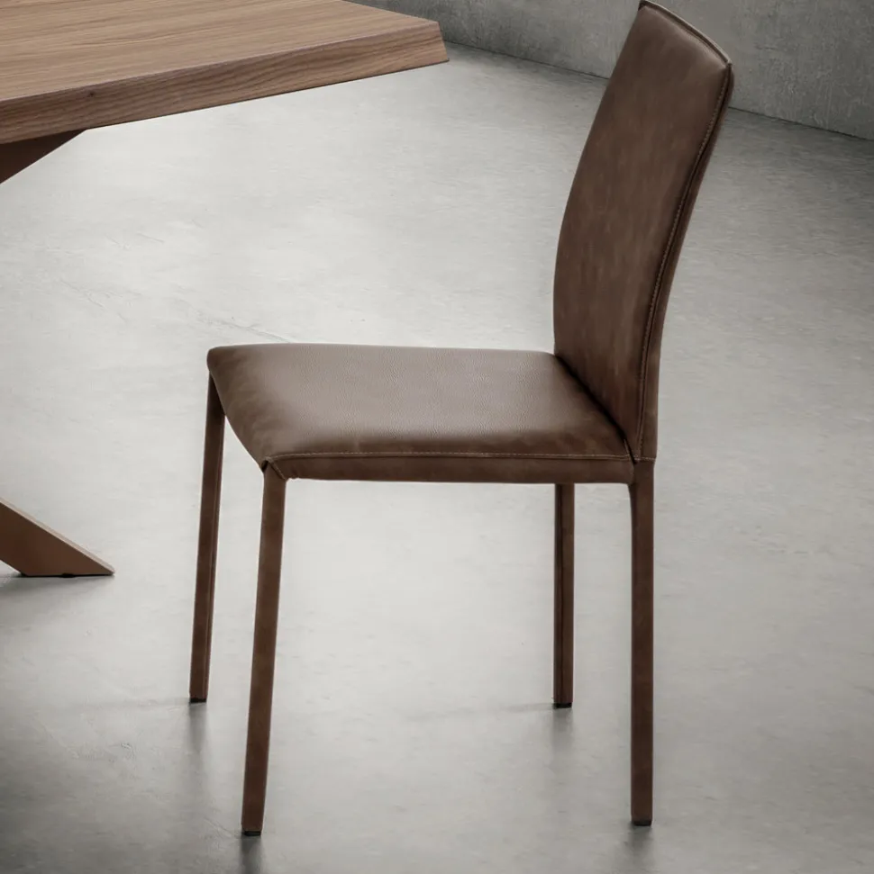 Sedia da Cucina Interamente Rivestita in Ecopelle Made in Italy, 2 Pezzi - Maria