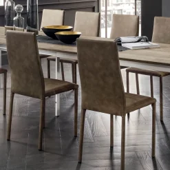 Sedia da Cucina Interamente Rivestita in Ecopelle Made in Italy, 2 Pezzi - Maria