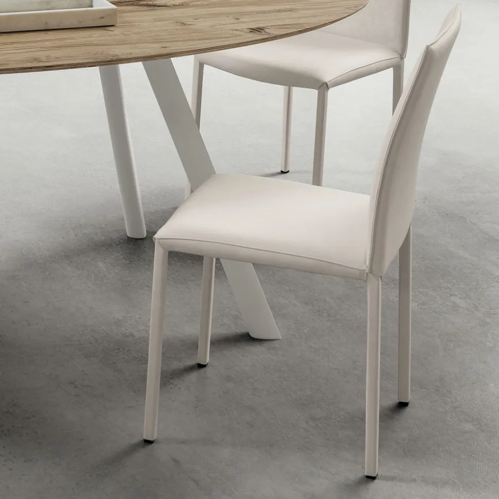 Sedia da Cucina Interamente Rivestita in Ecopelle Made in Italy, 2 Pezzi - Maria