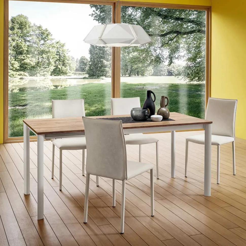 Sedia da Cucina Interamente Rivestita in Ecopelle Made in Italy, 2 Pezzi - Maria