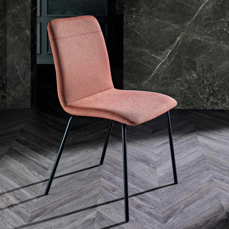 Sedia da Cucina in Tessuto Colorato e Metallo Design Moderno - Hermione