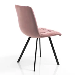 Sedia da Cucina in Tessuto con Gambe in Metallo Nero 4 Pezzi - Celeste