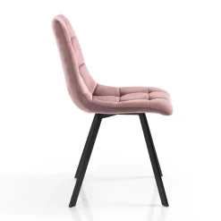 Sedia da Cucina in Tessuto con Gambe in Metallo Nero 4 Pezzi - Celeste