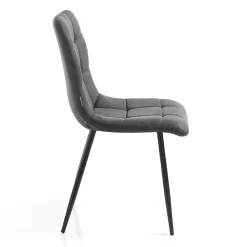Sedia da Cucina in Tessuto con Gambe in Metallo Nero 4 Pezzi - Celeste