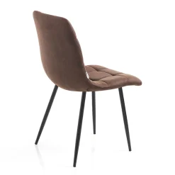 Sedia da Cucina in Tessuto con Gambe in Metallo Nero 4 Pezzi - Celeste