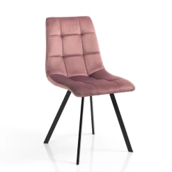 Sedia da Cucina in Tessuto con Gambe in Metallo Nero 4 Pezzi - Celeste