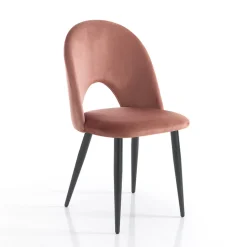 Sedia da Cucina in Tessuto Effetto Velluto e Metallo 4 Pezzi - Renetta