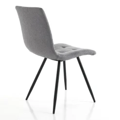 Sedia da Cucina in Tessuto Grigio e Metallo Nero Opaco 2 Pezzi - Scirocco
