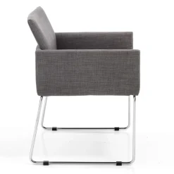 Sedia da Cucina in Tessuto Grigio con Base in Metallo 2 Pezzi - Persiana