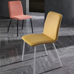 Sedia da Cucina o Soggiorno in Ecopelle Colorata e Metallo Design - Hermione