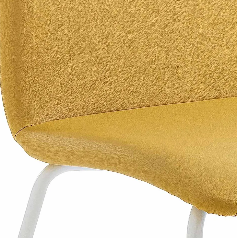Sedia da Cucina o Soggiorno in Ecopelle Colorata e Metallo Design - Hermione