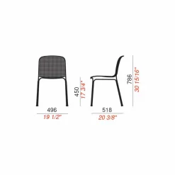 Sedia da Esterno Impilabile in Metallo Made in Italy, 4 Pezzi - Prunella