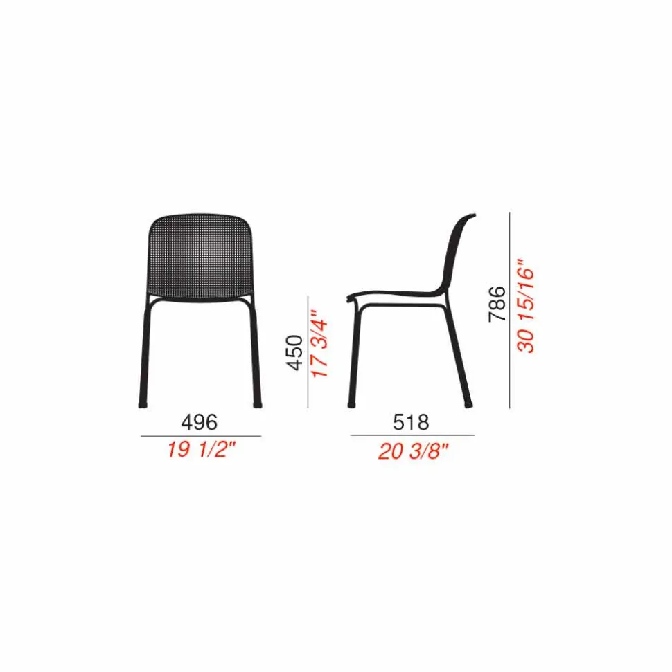 Sedia da Esterno Impilabile in Metallo Made in Italy, 4 Pezzi - Prunella