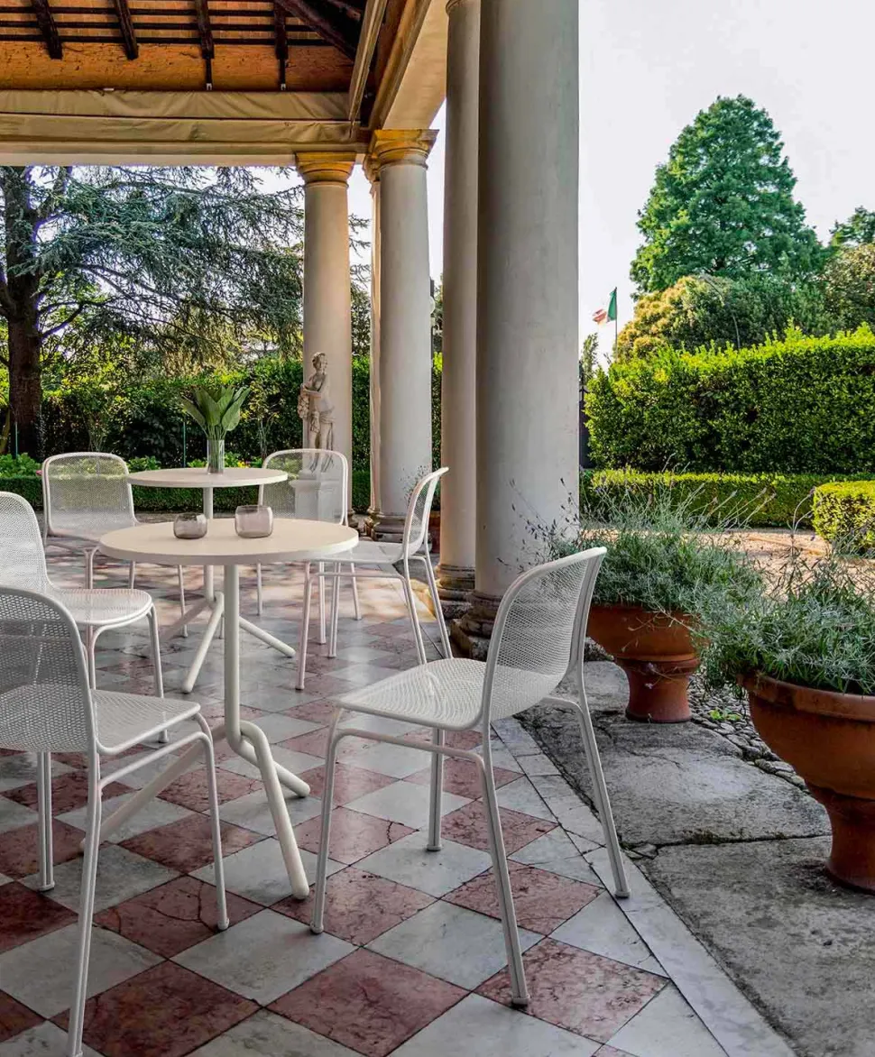 Sedia da Esterno Impilabile in Metallo Made in Italy, 4 Pezzi - Prunella